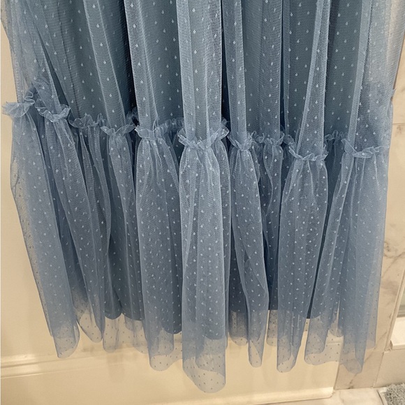 🔴BLUE DOTTED TULLE SMOCKED MATERNITY🔴 - Picture 6 of 12